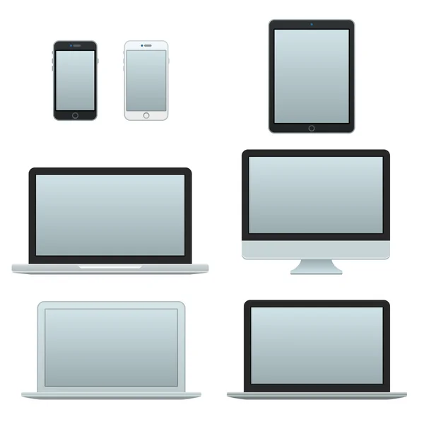 Urządzenia ikony wektorowe. Ikony technologiczne. Ikony telefonu, tabletu i notebooka — Wektor stockowy