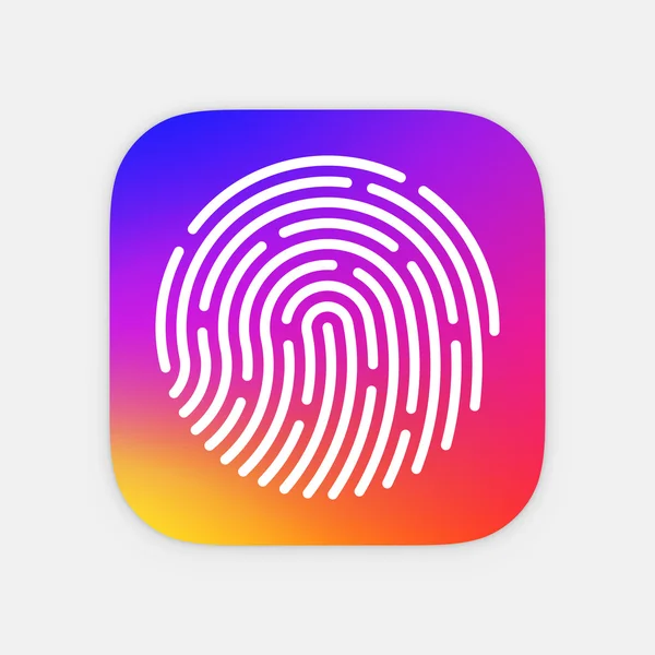 ID App icon template. Fingerprint vector illustration. Mobile application icon. Vector colorful id icon — Stock Vector