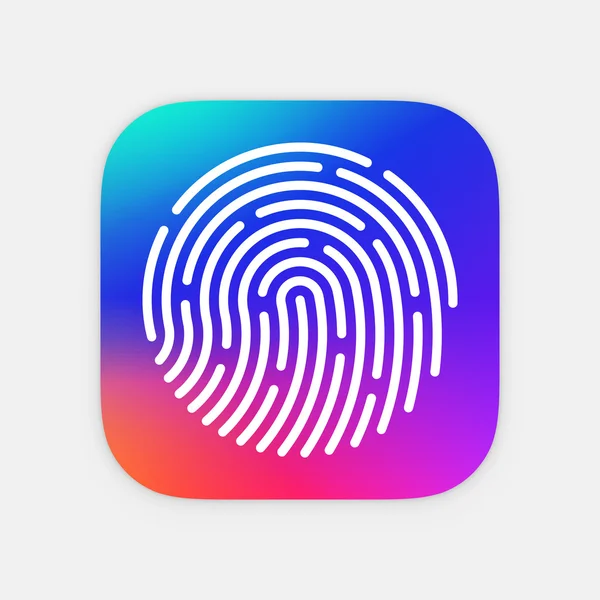 ID App icon template. Fingerprint vector illustration. Mobile application icon. Vector colorful id icon — Stock Vector