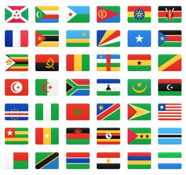 Afrika ülkelerinin bayrakları. Vector Icons set.