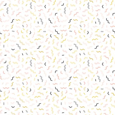 Memphis satır seamless modeli. Altın desen moda ve duvar kağıdı. Memphis tarzı kumaş, moda, yazdırır. Vektör çizim.