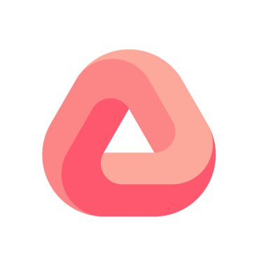 Penrose üçgeni simgesi. İmkansız üçgen şekli. Optik yanılsama. Vektör çizim üzerinde beyaz izole