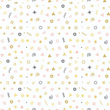 Geometrik şekiller seamless modeli. Altın desen moda ve duvar kağıdı. Soyut vektör çizim şekilleri geometrik öğelerle.