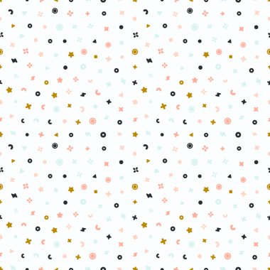 Geometrik şekiller seamless modeli. Altın desen moda ve duvar kağıdı. Soyut vektör çizim şekilleri geometrik öğelerle.