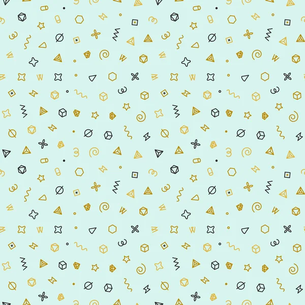 Geometric shapes seamless pattern. Gold pattern for fashion and wallpaper. Abstract vector illustration with geometric elements, shapes. — Stock Vector