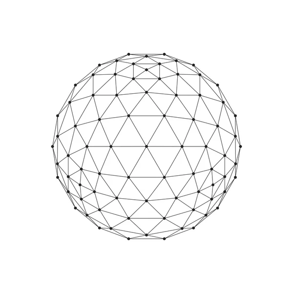 3 d 八面体ワイヤ メッシュ球。ネットワーク回線、Hud デザイン球。ベクトル図 Eps10 — ストックベクタ