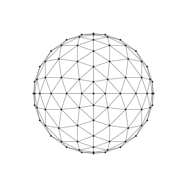 3D octahedron wireframe mesh sphere. Network line, HUD design sphere. Vector Illustration EPS10 — Stock Vector