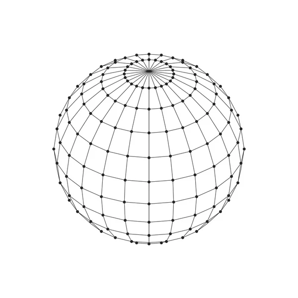 Model szkieletowy 3d siatki wielokątne kula. Sieć linii, kula design Hud. Wektor ilustracja Eps10 — Wektor stockowy