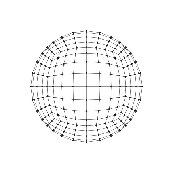 Esfera de malha de arame de hexaedro 3D. Linha de rede, esfera de design HUD. Ilustração vetorial EPS10 —  Vetores de Stock