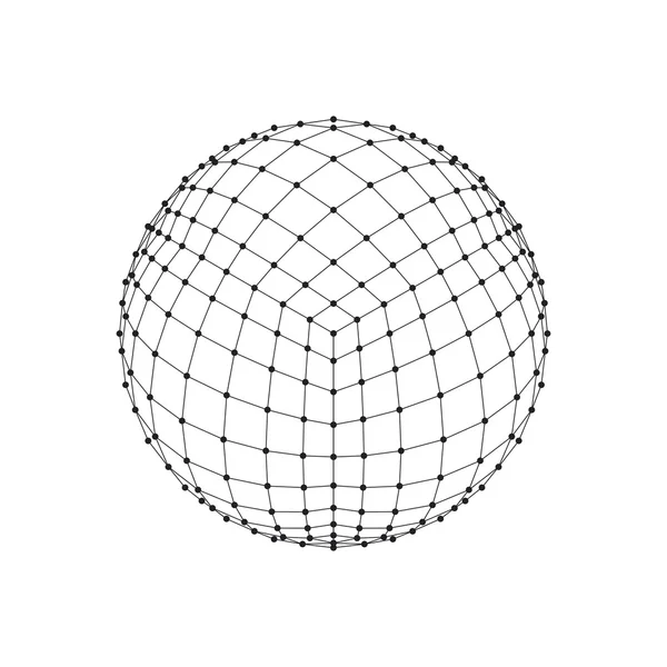 3D hexahedron wireframe mesh sphere. Network line, HUD design sphere. Vector Illustration EPS10 — Stock Vector