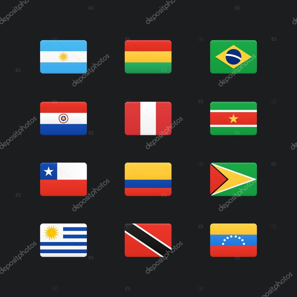 Vetores de Conjunto De Bandeiras Da América Do Sul Bandeiras Simples Em  Forma De Quadrado No Fundo Cinza e mais imagens de América do Norte - iStock