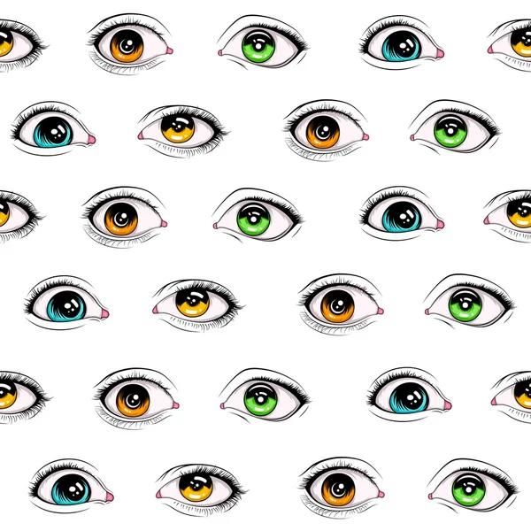 Padrão de olhos femininos. Ilustração vetorial para design de glamour de saúde —  Vetores de Stock