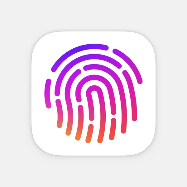 ID App modello di icona. Illustrazione vettoriale delle impronte digitali. Icona dell'applicazione mobile. Vettore colorato id icona — Vettoriale Stock