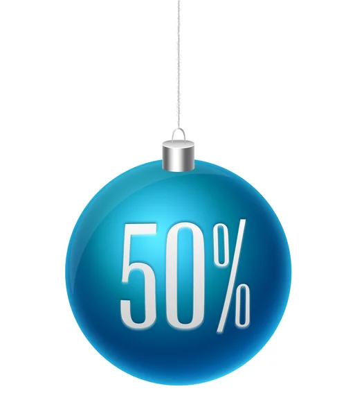 Feliz Navidad aislado 50 por ciento fuera de bauble — Vector de stock