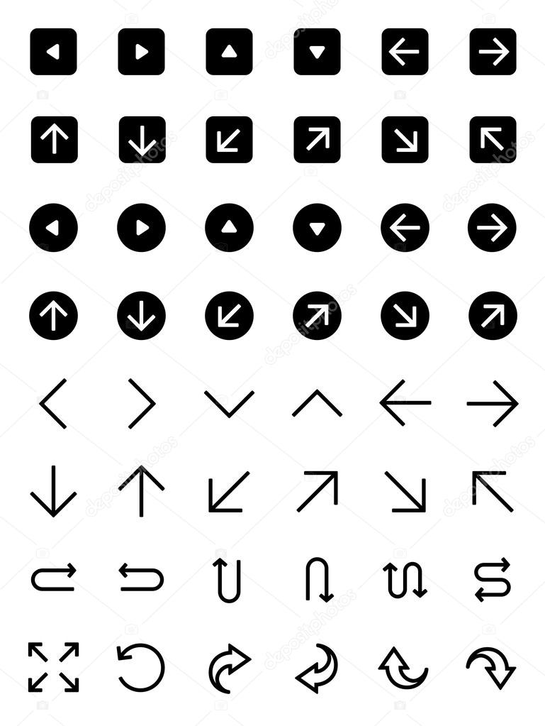 Arrow sign icon set.