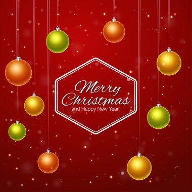 geleneksel neşeli Noel ve mutlu yeni yıl kartı.