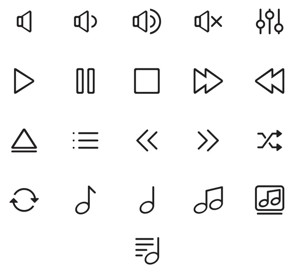 Тонкі піктограми Набір музики . — стоковий вектор