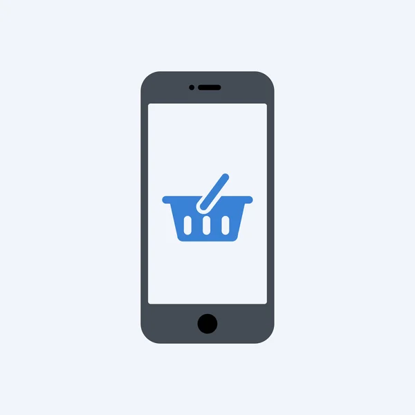 Appareil mobile plat avec icône shopping — Image vectorielle