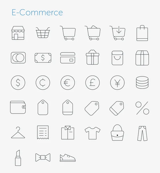 33 Thin Icons Set of E-Commerce. — Stock Vector