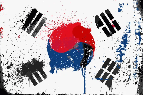 Grunge Bandera de Corea del Sur — Vector de stock