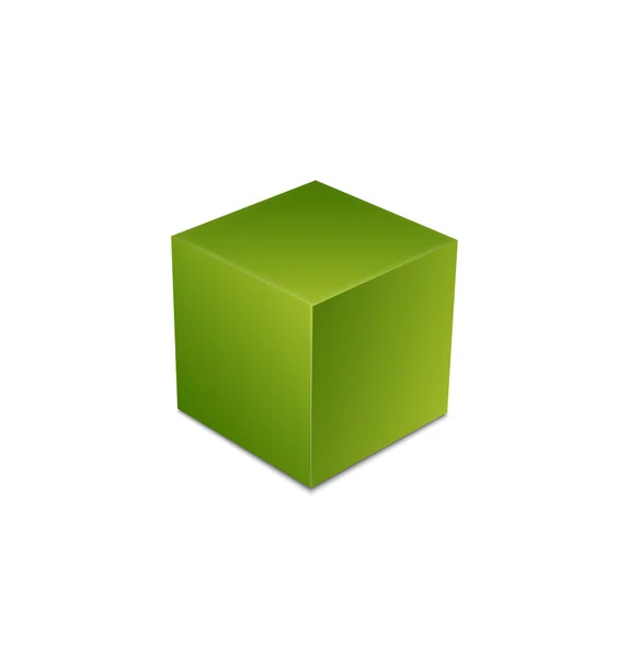 Cubo verde 3d — Vetor de Stock