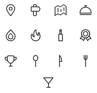 부엌의 얇은 아이콘 세트