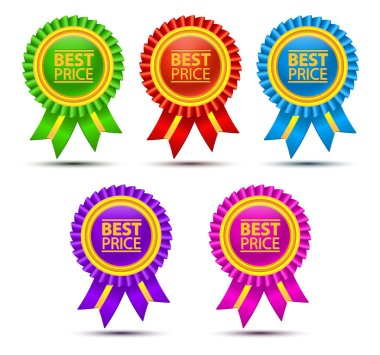 Best price color labels with ribbons. clipart