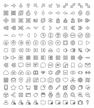 168 Pixel perfect line icons pack clipart