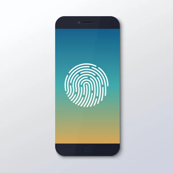 Smart Phone with fingerprint. — Stock Vector