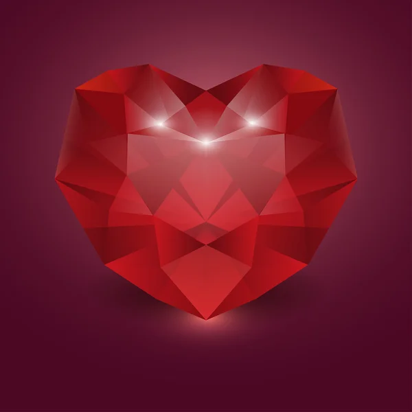Векторное рубиновое сердце — стоковый вектор