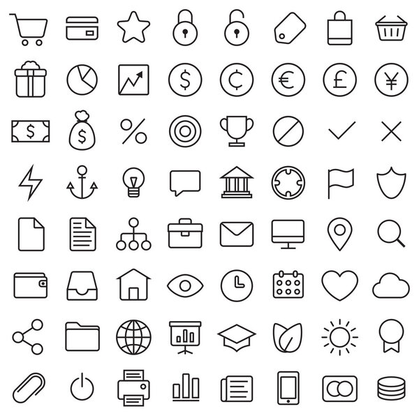 64 Thin Icons Set.