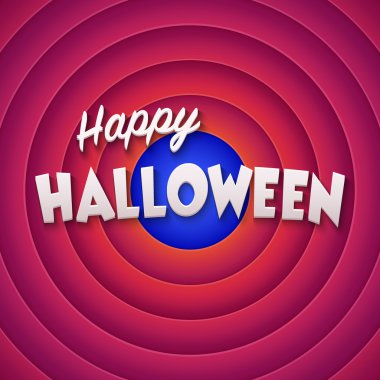 Film ekran mutlu Halloween etiketi ile biten. Vektör