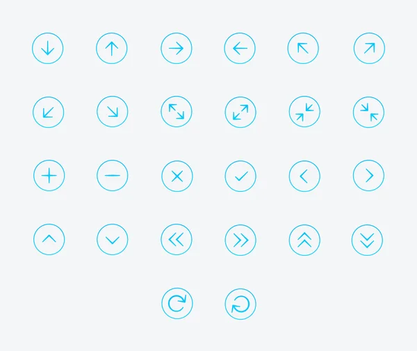 Dunne lijn pijlen pictogrammenset — Stockvector