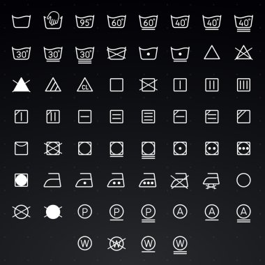 Simge Çamaşırhane sembollerin set. Vektör çizim
