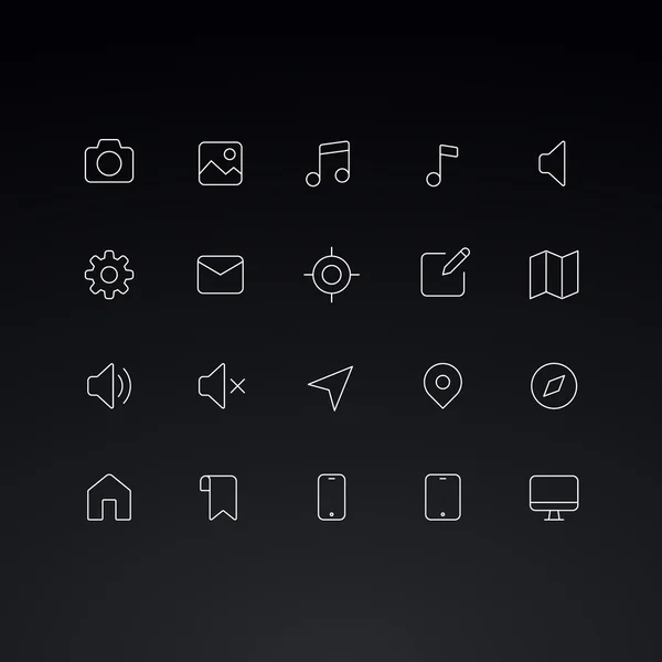 Overzicht vector iconen voor web en mobiel. Dunne lijn 1 pixel & 60 x 60 resolutie. — Stockvector