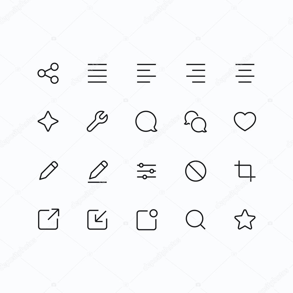 Outline vector icons for web and mobile. Thin 1 pixel stroke & 60x60 resolution.