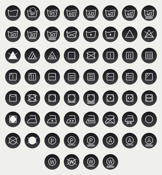 Juego de iconos de lavandería, símbolos de lavado aislados sobre fondo blanco. Ilustración vectorial — Archivo Imágenes Vectoriales