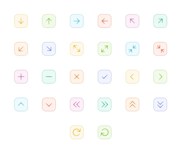 Aperçu vecteur d'icônes fléchées pour le web et mobile. Thincstroke & résolution 60x60 . — Image vectorielle