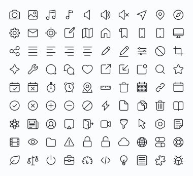 Outline vector icons for web and mobile. Thin 1 pixel stroke & 60x60 resolution. clipart
