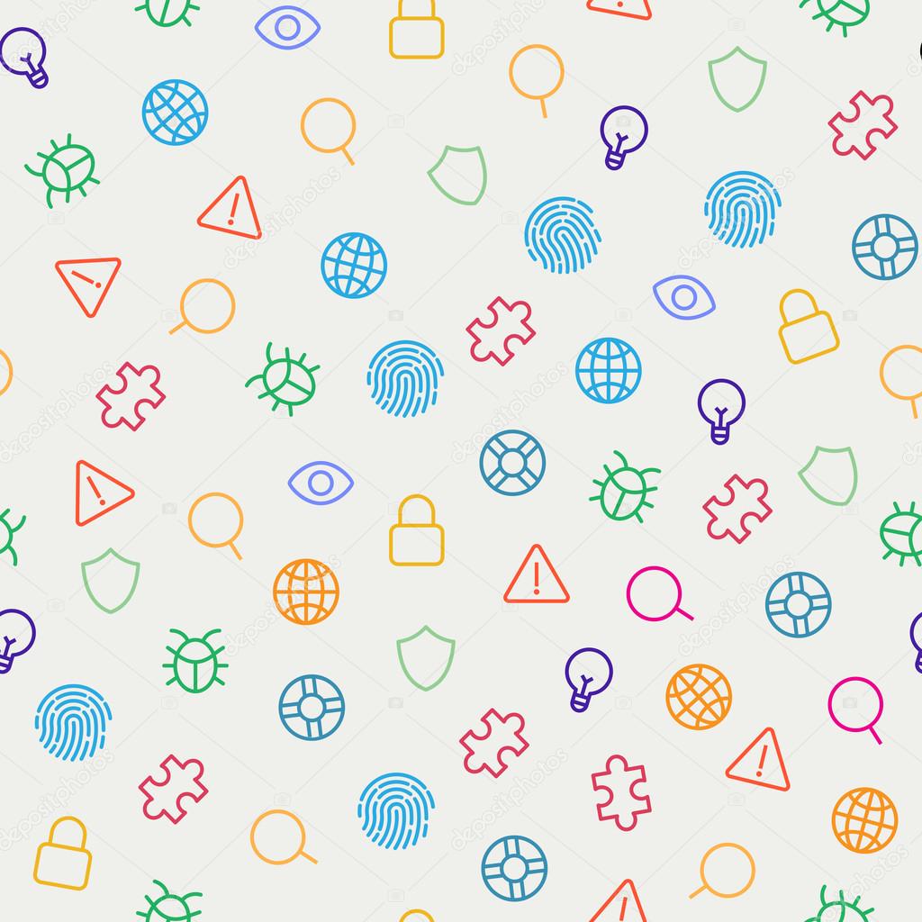 Security icons seamless pattern. Vector background
