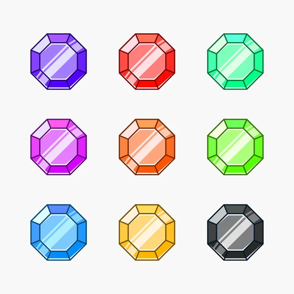 Ilustraciones vectoriales de piedras preciosas aisladas sobre fondo blanco — Vector de stock