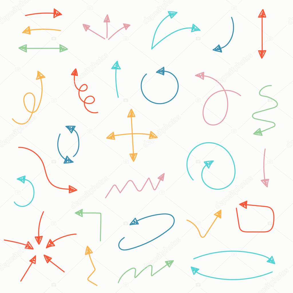 Sketch arrow set. Vector illustration for your business and education design. Elements for design. Easy to edit.