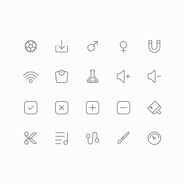 Web ve mobil için anahat vektör simgeler. 1 piksel kontur ve 60 x 60 çözünürlük ince.