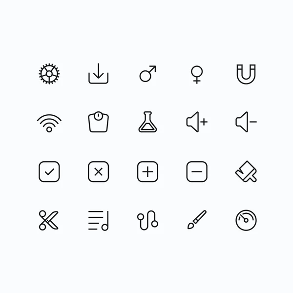 Esquema de iconos vectoriales para web y móvil. Delgada carrera de 1 píxel y resolución 60x60 . — Archivo Imágenes Vectoriales