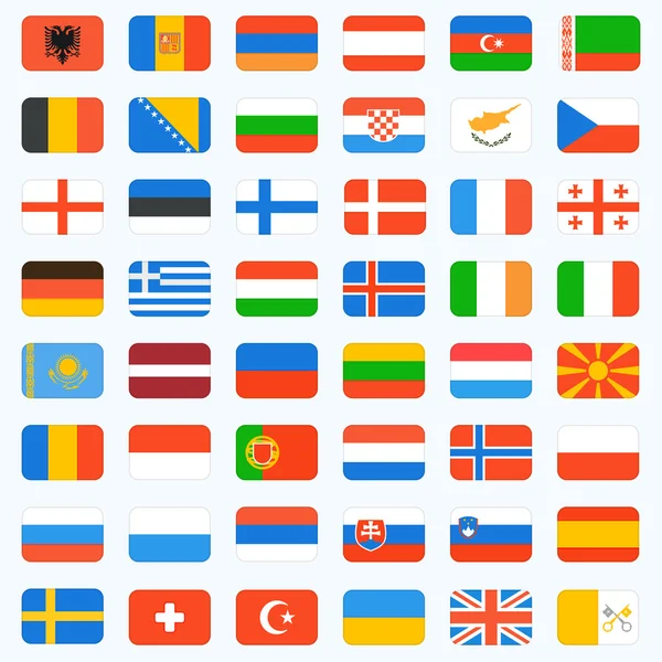 Banderas de Europa, juego completo — Vector de stock