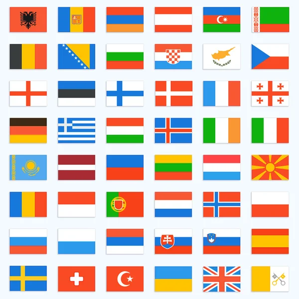 Bandiere d'Europa, set completo — Vettoriale Stock