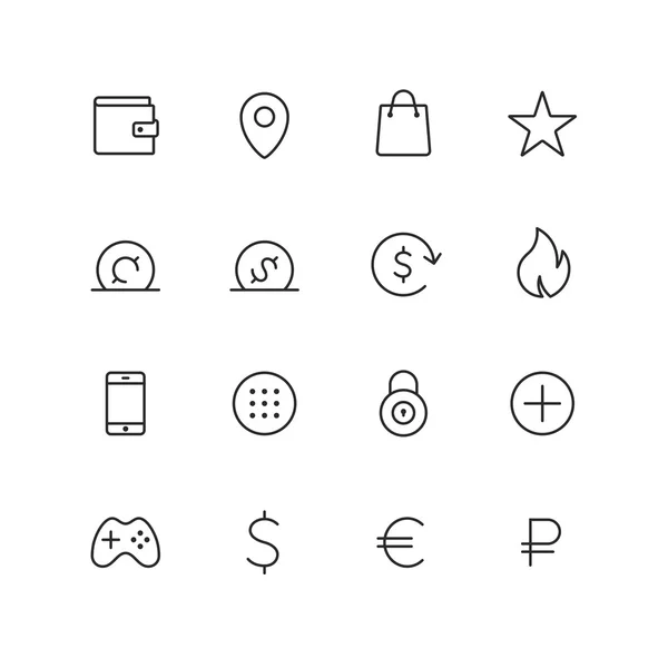 E-ticaret vektör simgeler web ve mobil için anahat