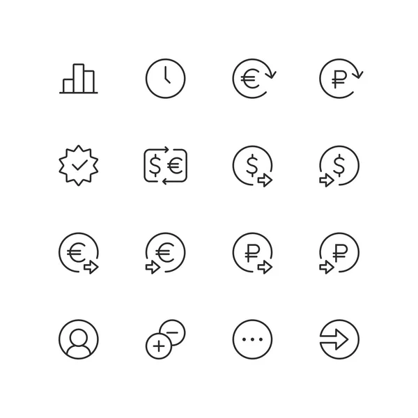 Обрисуйте векторные иконки электронной коммерции и финансов для веб и мобильных устройств — стоковый вектор