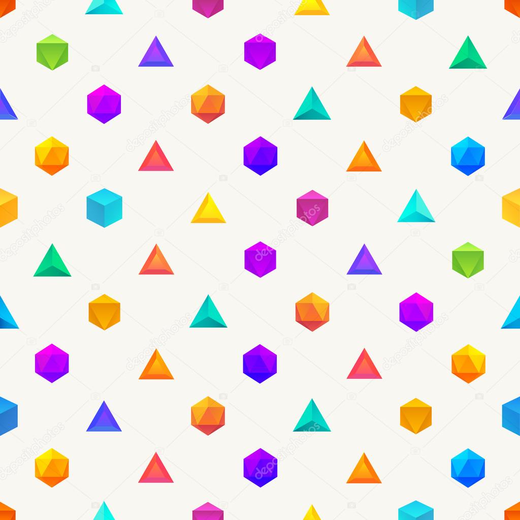 Polygon 3d Objects Seamless Geometric Pattern Stock Vector C Jizo