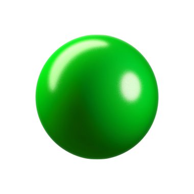 3D glossy green plastic sphere. Isolated on white clipart